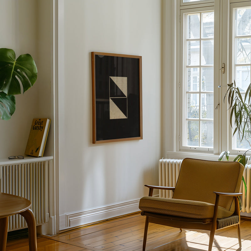 Black Linoleum Poster print styled on a wall by Lisa Ketty