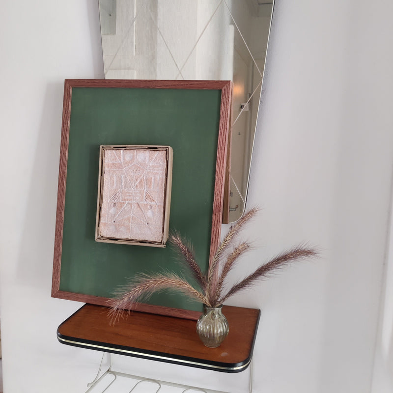 Ancient handmade paper clay relief art original by Lisa Ketty