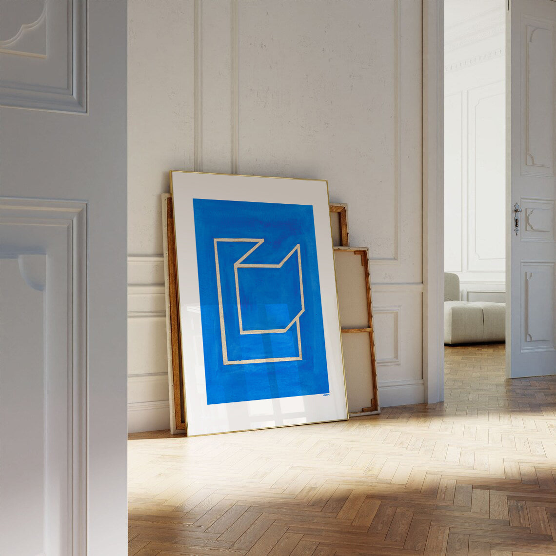 Blue Penguin Poster hanging in interior space