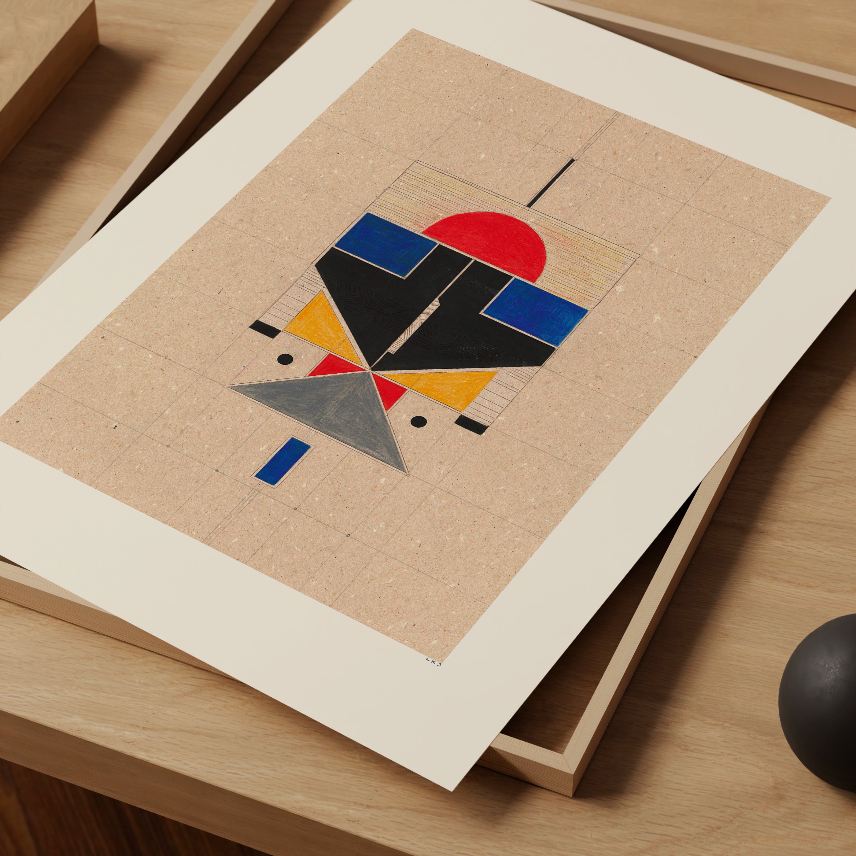 Color Block Totem Poster - side view mockup