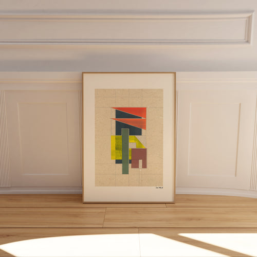 Architectural Building Poster framed in minimalist interior