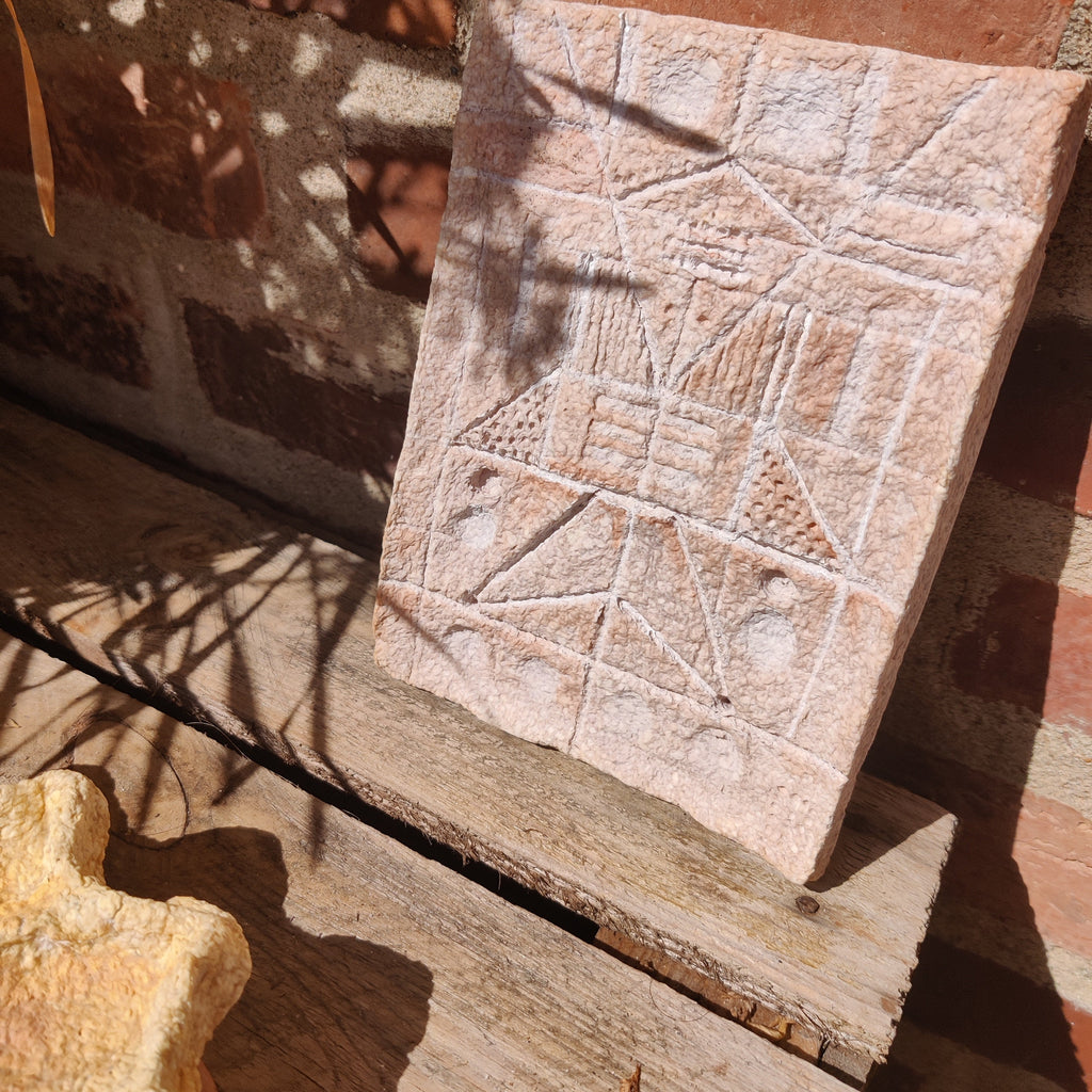 Ancient paper clay relief wet process - handmade texture detail