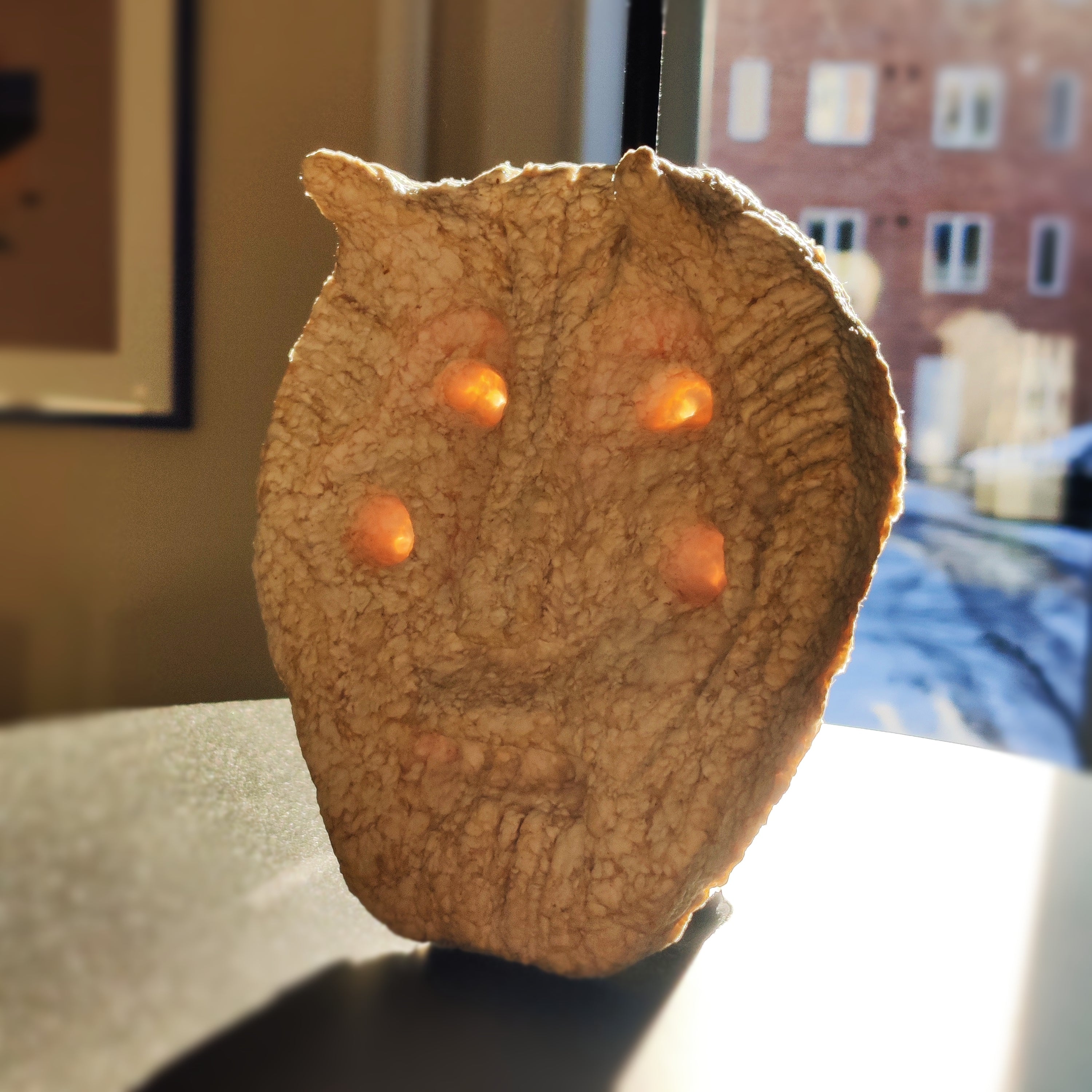 Paper pulp progress in studio for organic modern art pieces