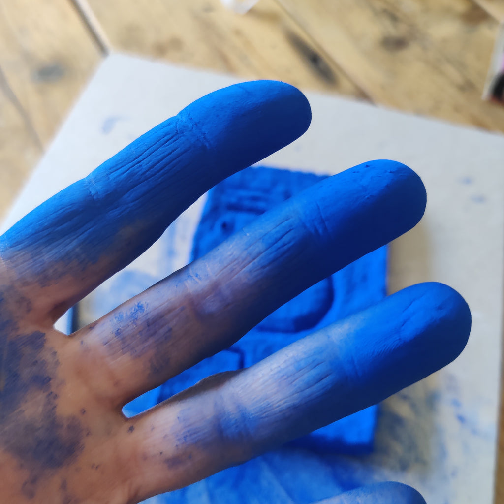 Blue Paper Pulp Relief – Framed Original