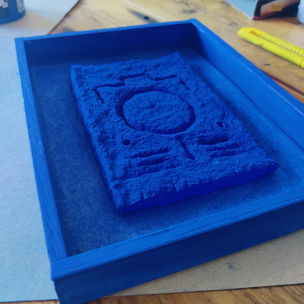 Blue Paper Pulp Relief – Framed Original
