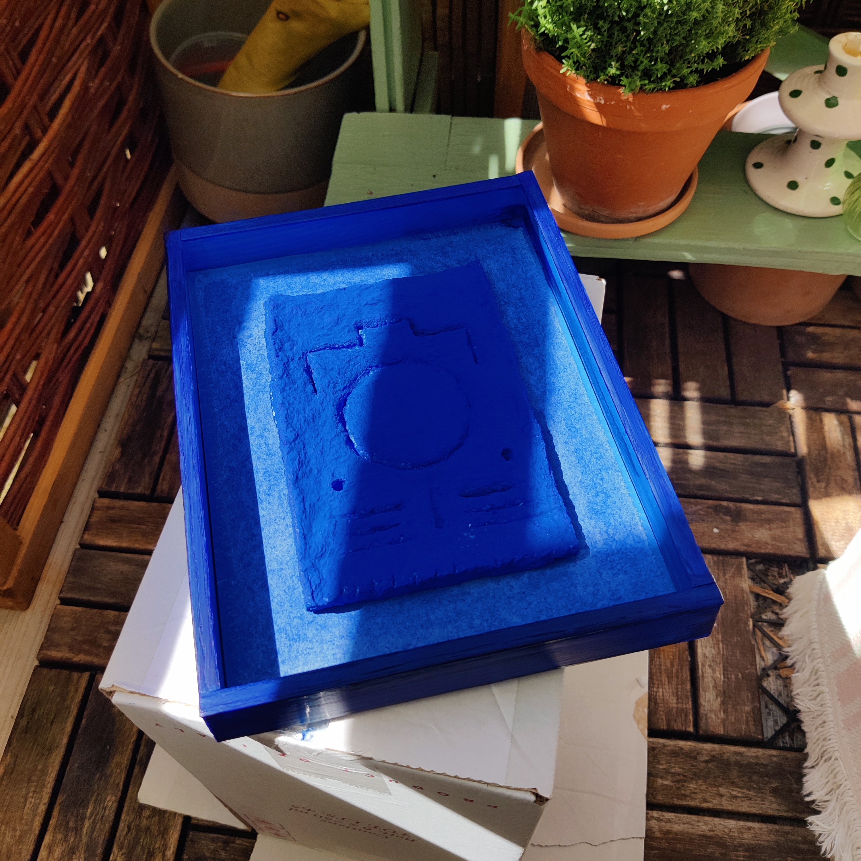 Blue Paper Pulp Relief – Framed Original