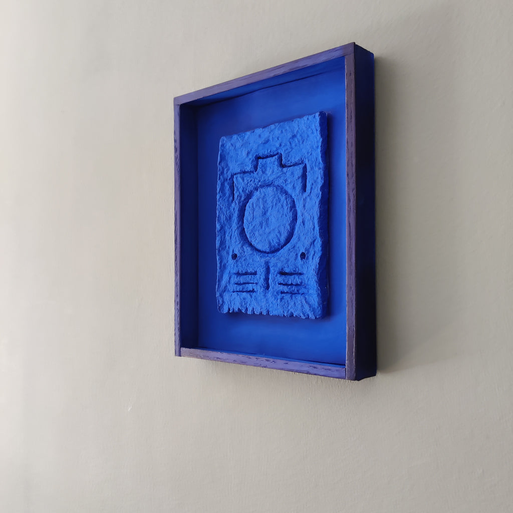 Blue Paper Pulp Relief – Framed Original