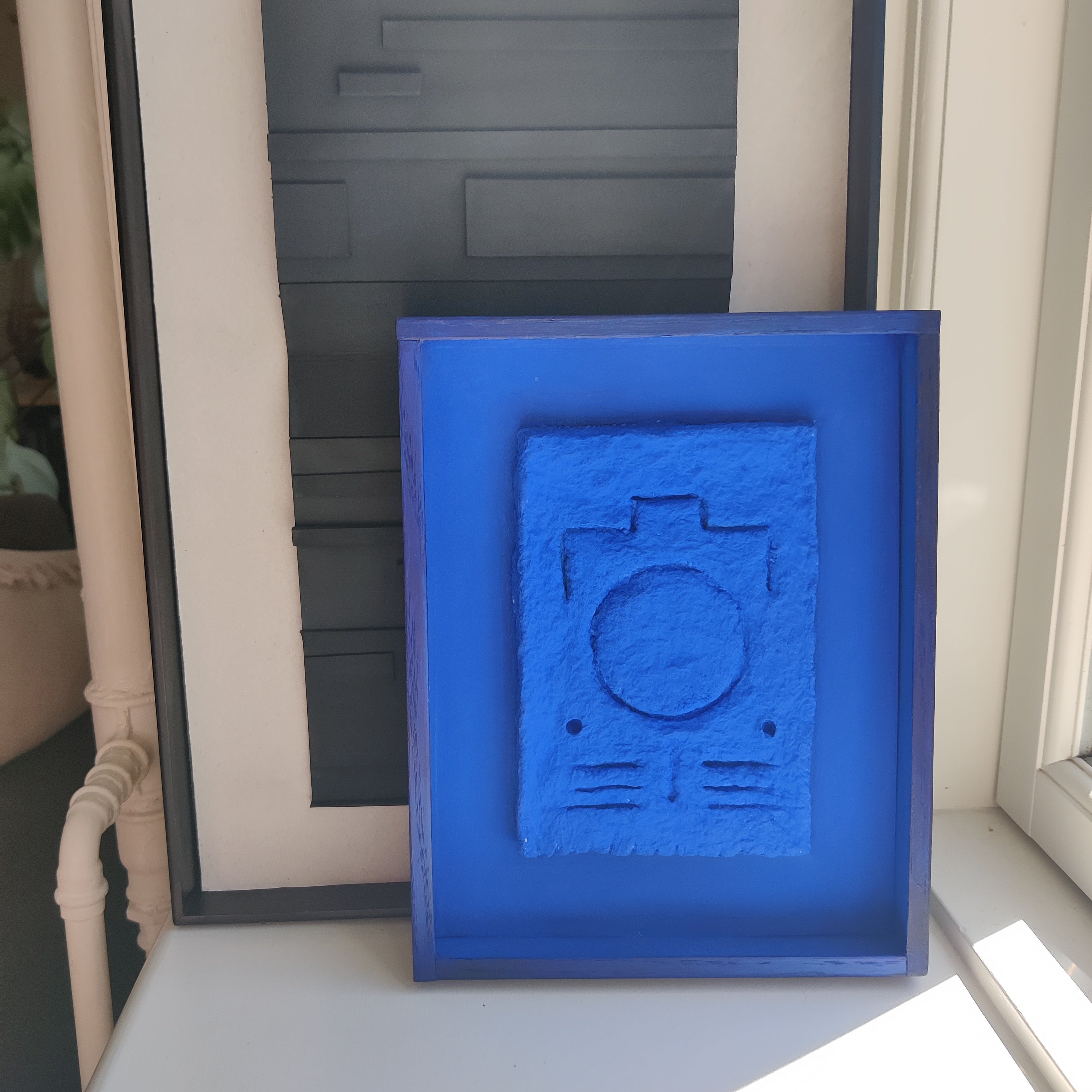 Blue Paper Pulp Relief – Framed Original