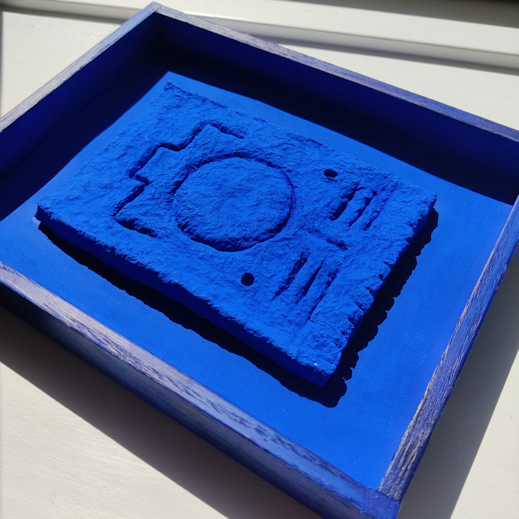 Blue Paper Pulp Relief – Framed Original