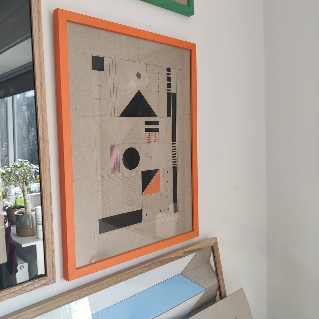 Original shape on cardboard on wall