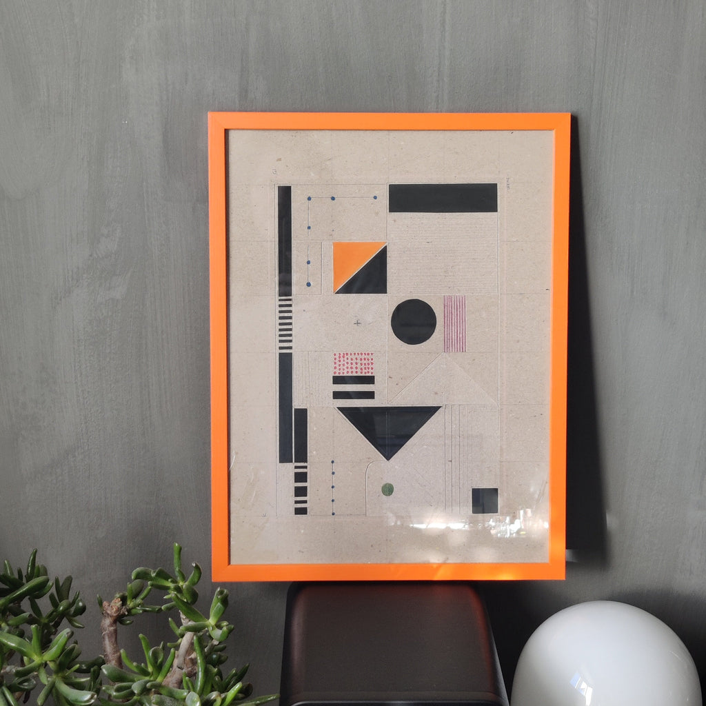 Original geometric cardboard relief sculpture with colorful shapes by Lisa Ketty