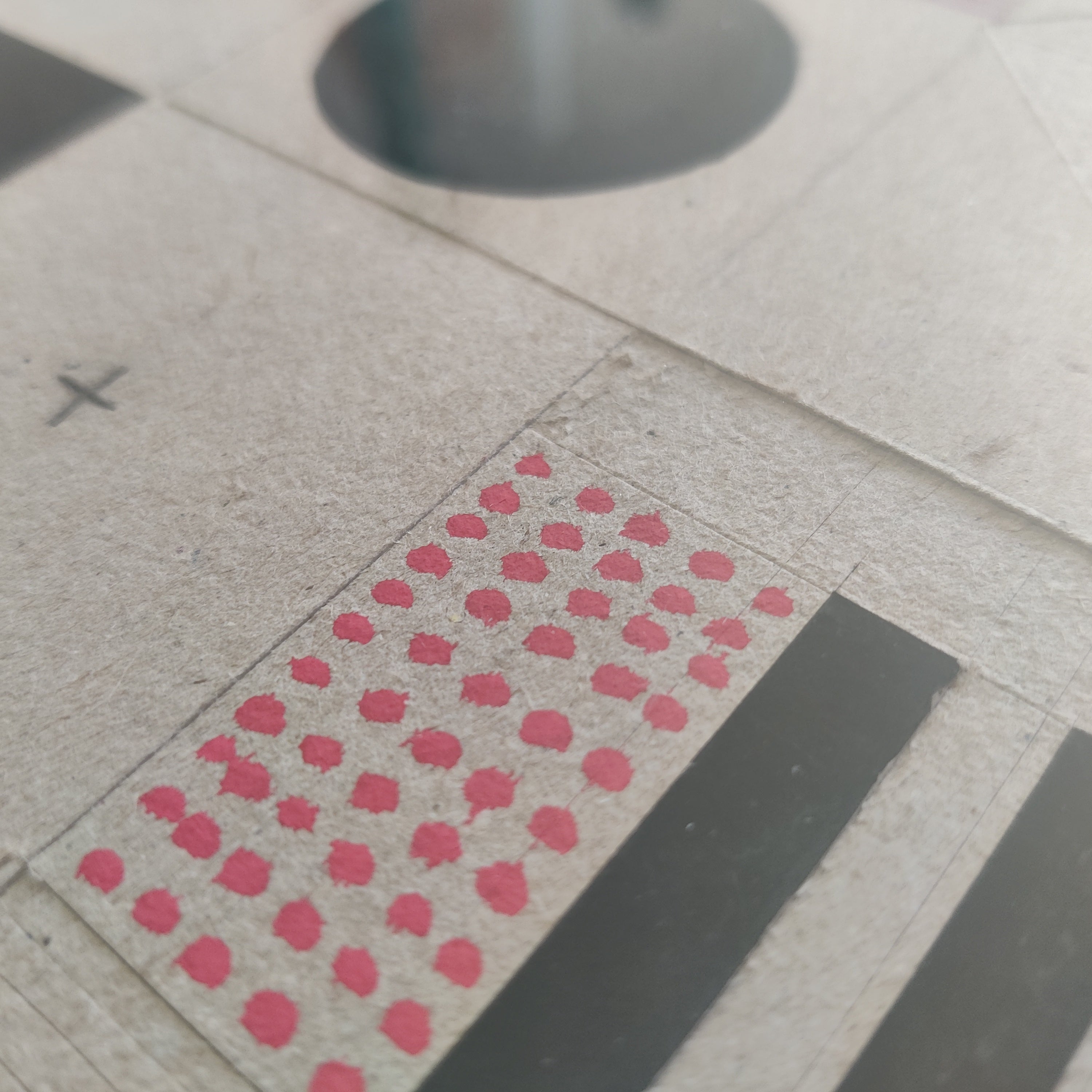 Geometric abstract relief art on cardboard - Danish sustainable design