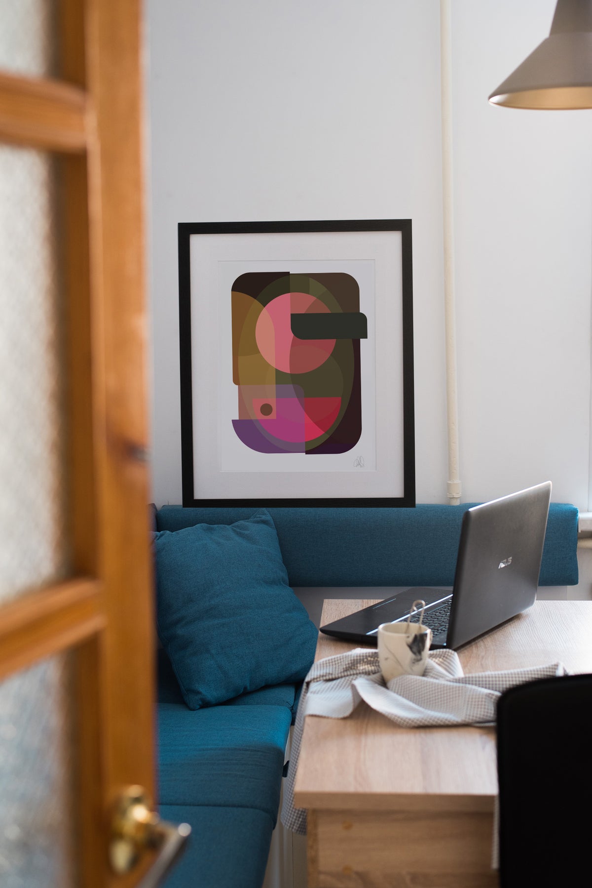 Oval Poster by Lisa Ketty in a home interior