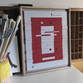 Red Relief Framed – original cardboard relief art by Lisa Ketty