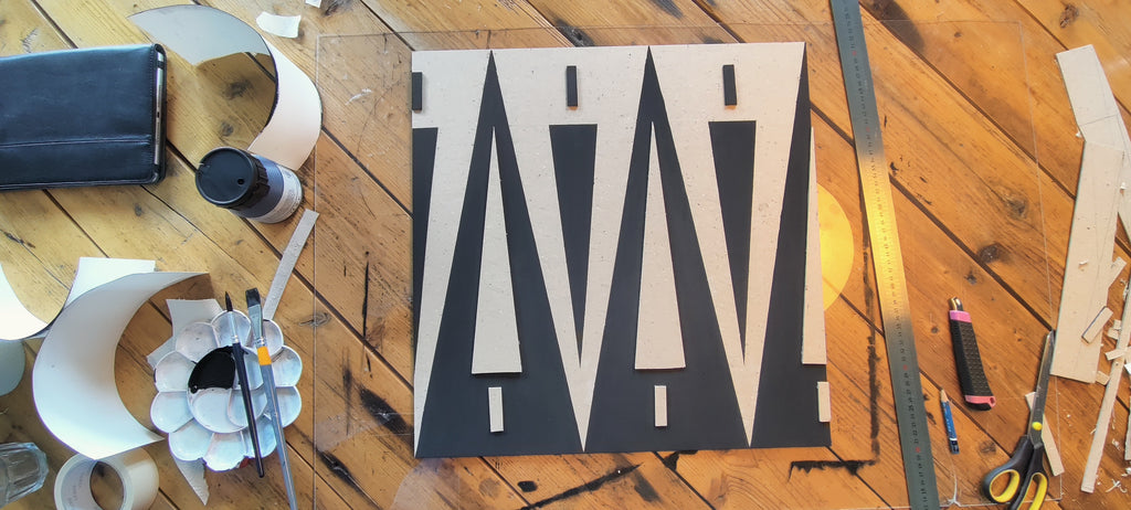 Zig zag artwork creating art on table