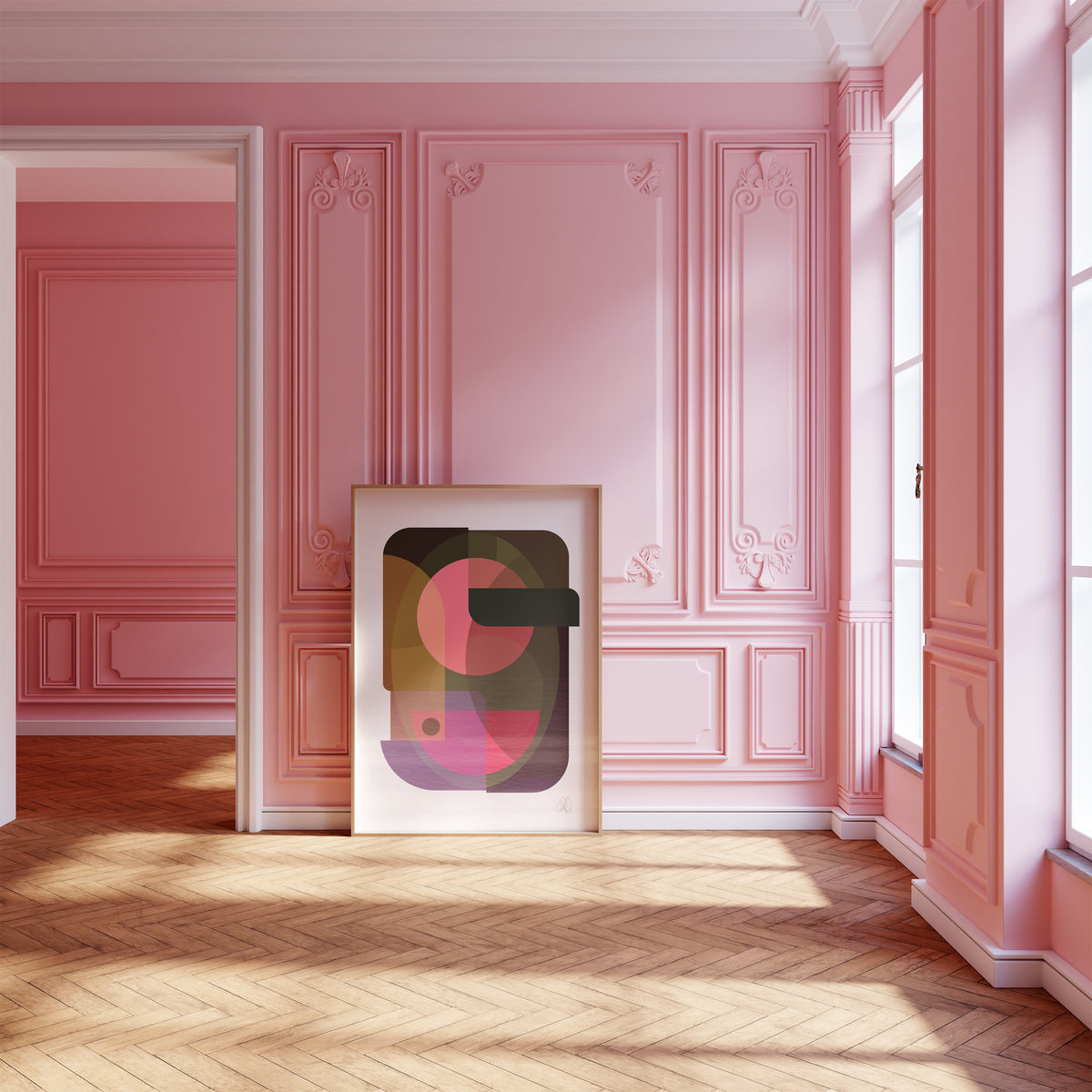 Oval Poster by Lisa Ketty in a pink interior