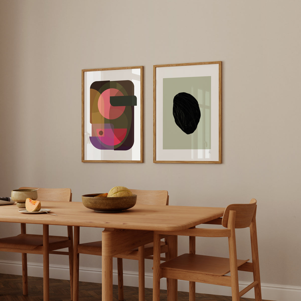 Oval Poster by Lisa Ketty, colourful art print on the wall