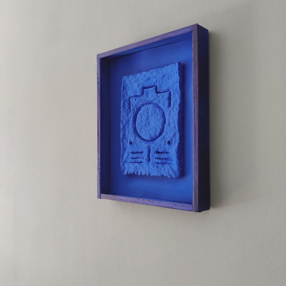 Blue Paper Pulp Relief – Framed Original